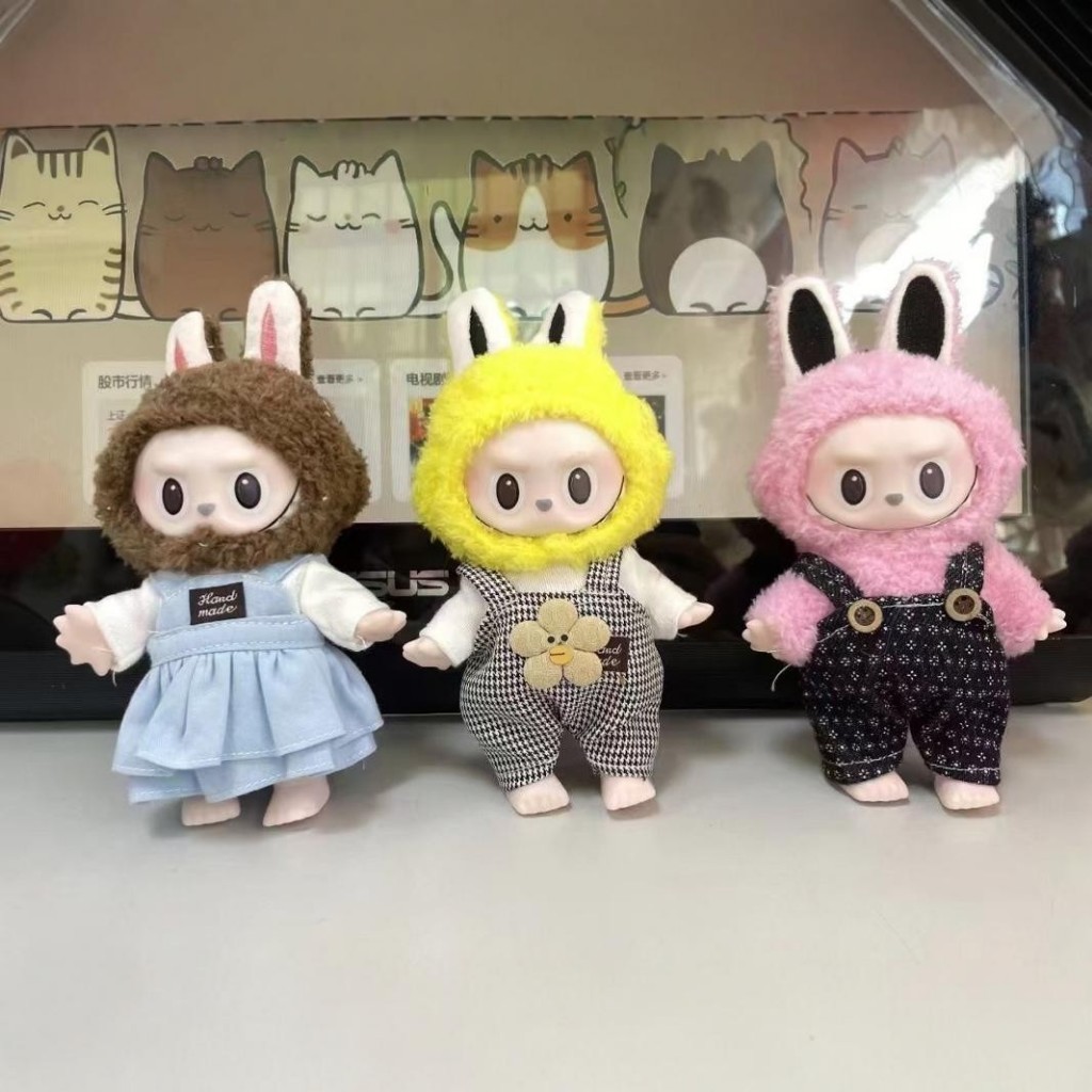 LABUBU 17cm The Monster Boneka Sealed Exciting Macaron Mystery Box Vynil Face Keychain Kotak V2