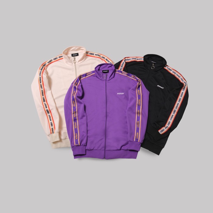 Nerdy Logo Tape Track Jacket - Beige, XL