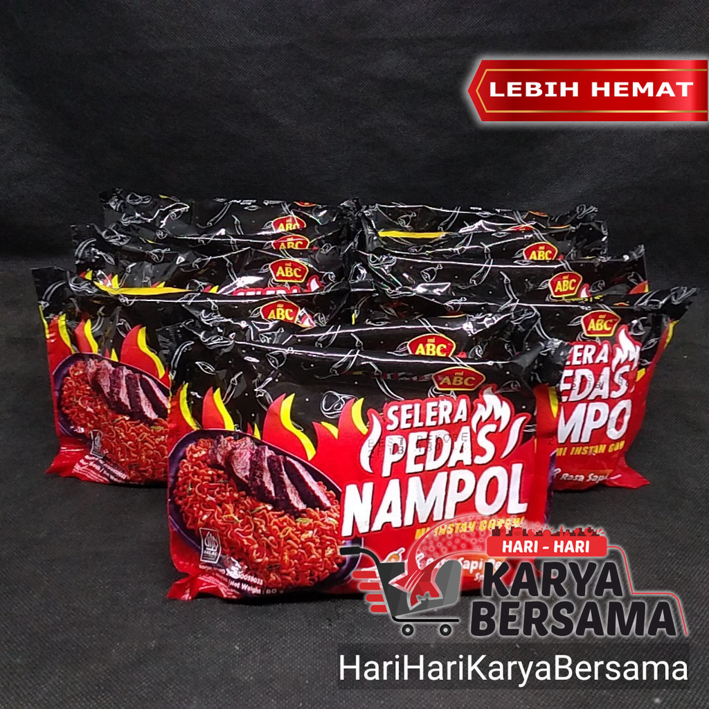 

MIE INSTAN ABC GORENG SELERA PEDAS NAMPOL RASA SAPI PEDAS PACK 10'S X 80GR