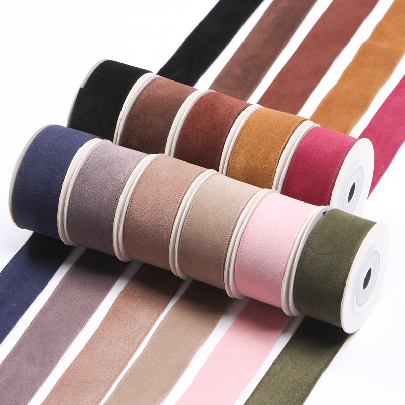 

5 Yards 25MM 38MM Suede Solid Color Ribbons For Hair Accessories DIY Crafts Handmade Y2021120702