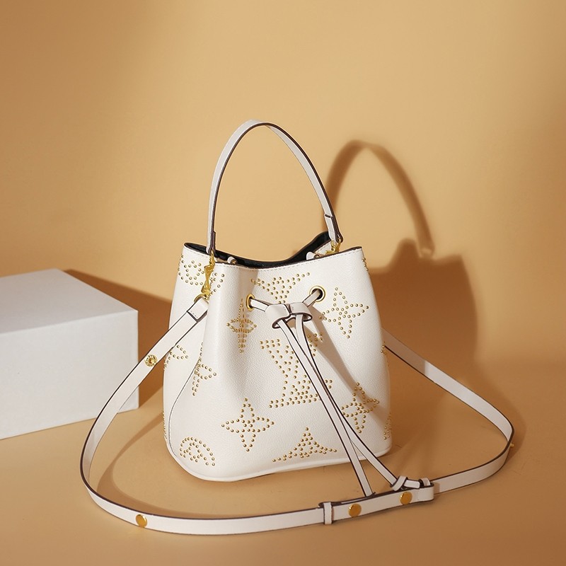 Lv/v Bucket Bag Women Drawstring Leather Sling Shoulder Bag Casual PU Tote Crossbody Bag New