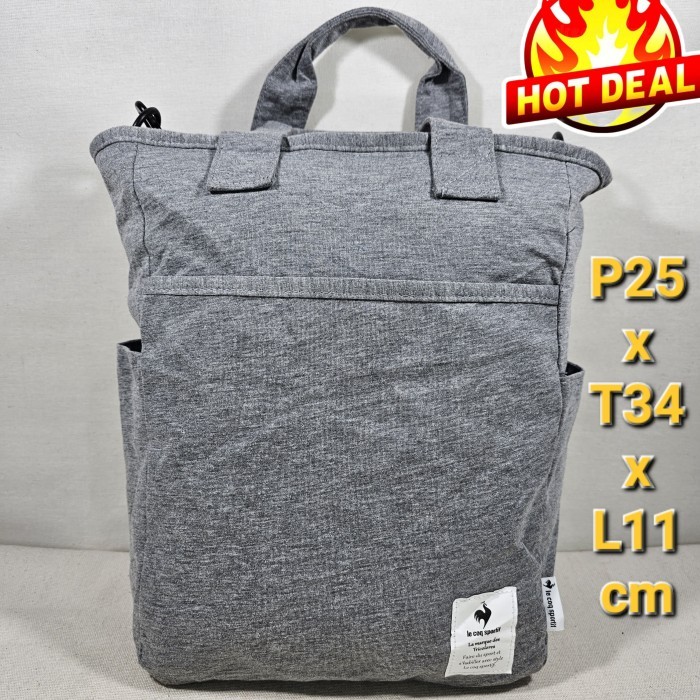 Le Coq Sportif original 2 way shoulder tote crossbody bag grey tas selempang jinjing unisex