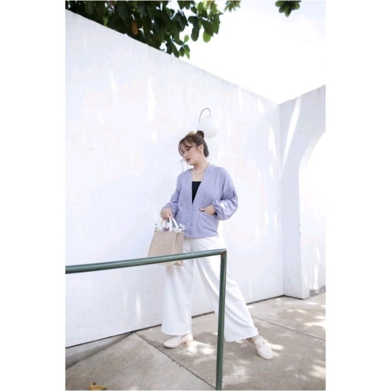 OUTER CARDIGAN OVERSIZE / CARDIGAN RAJUT CROP WAFFLE PREMIUM