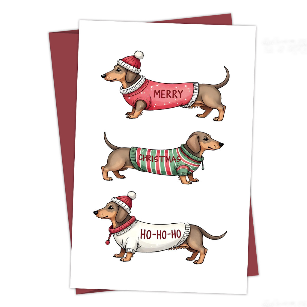 

Christmas Dachshund Greeting Dog Design Christmas Card with Cards for Friends Family