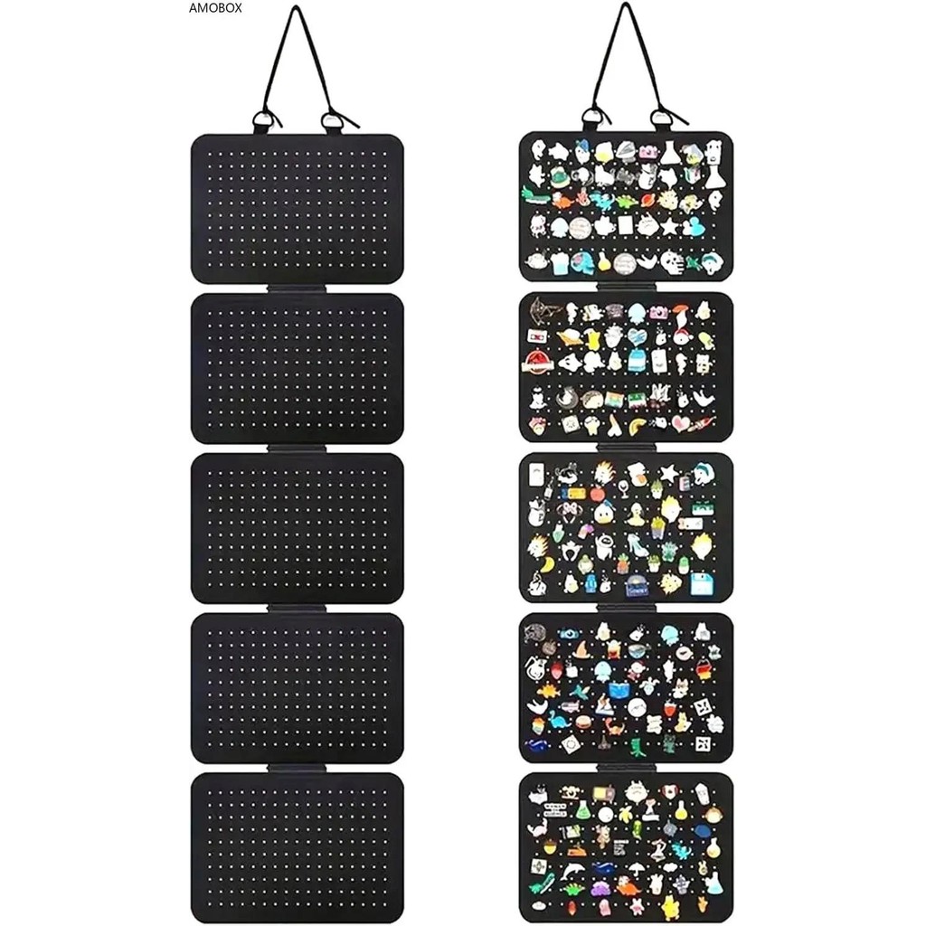 

AMOBOX Hanging Display Panels Organizer With 5 Board Pieces,Brooch Pin Enamel Pin Display Pages, Badge Collection Display Holder