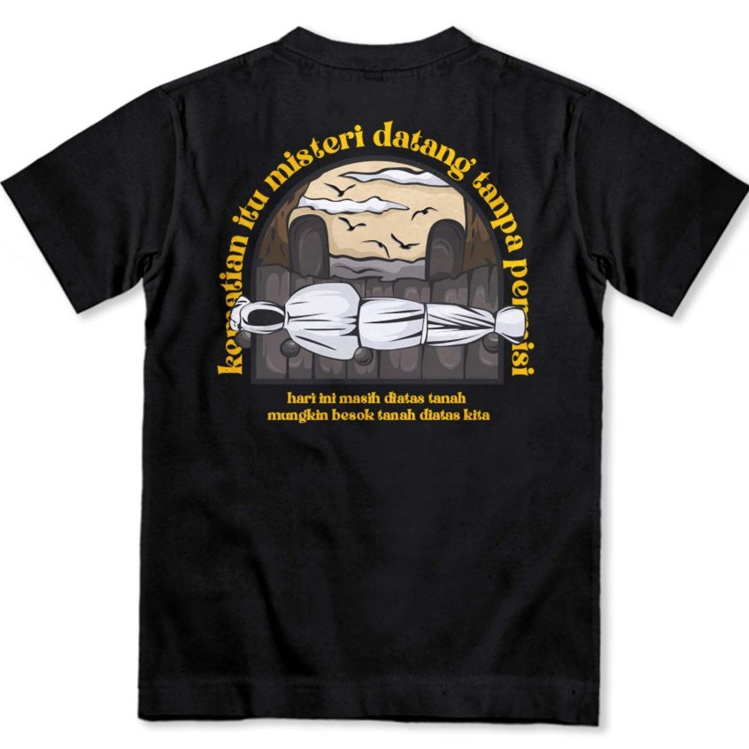 Kaos Dakwah Kata-Kata Motivasi Islami Keren Kematian Itu Misteri | Baju Distro Kata Santri Bijak - T