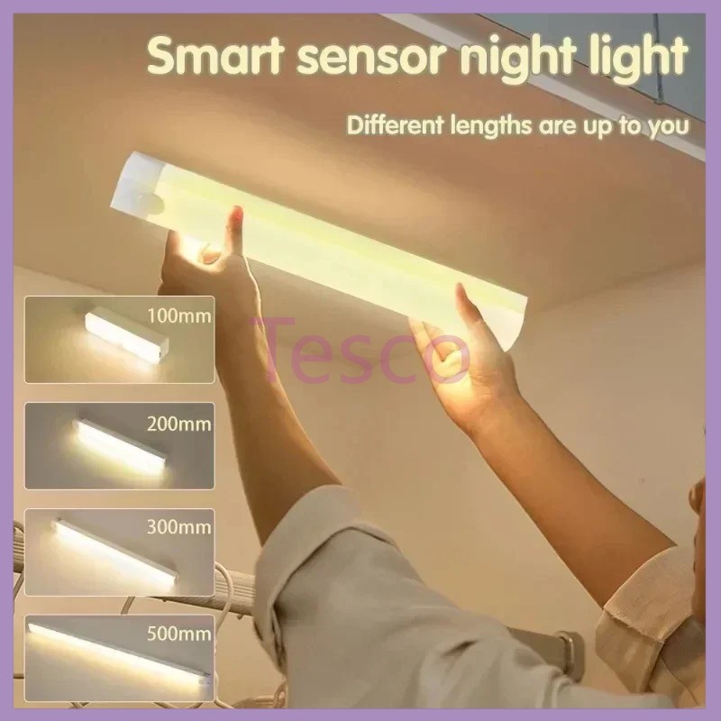 Tesco Strip LED lampu sensor tubuh manusia/lampu malam sensor gerak magnetik/lampu koridor lemari da