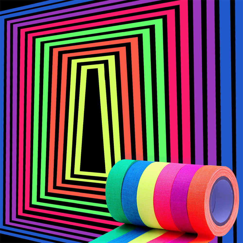 

6pcs/lot UV Glow Cotton Tape Neon Gaffer Party Tape Safety Warning Neon Tape UV Tape Wedding Decoration Home Decorations