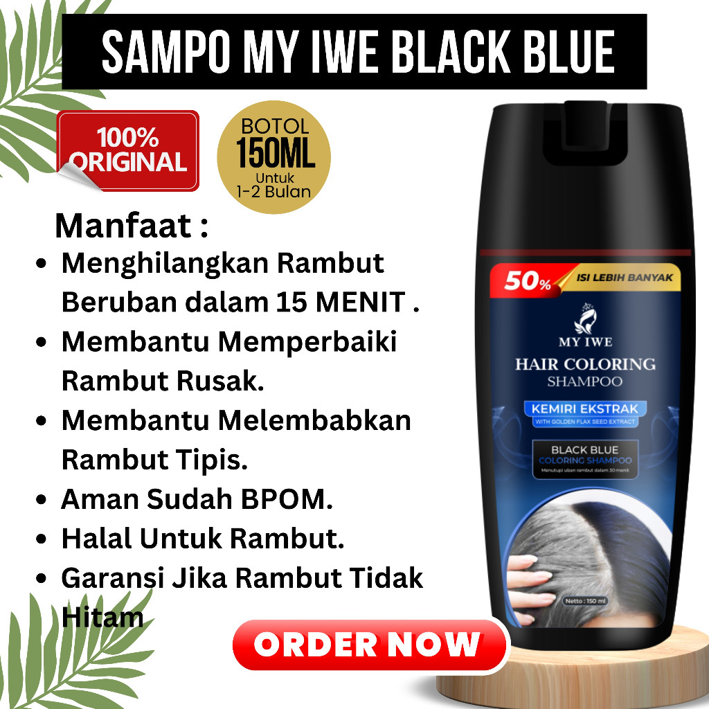 Myiwe Hair Coloring Shampo Penghilang Uban BLACK BLUE - Bahagia Beauty