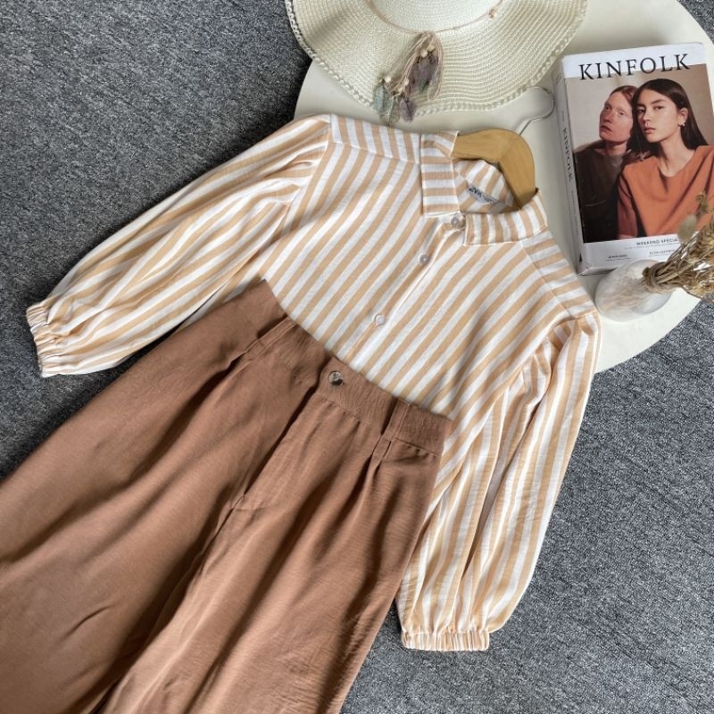 BARU Vienetta id - ONE SET SETELAN WANITA SET CELANA CRINKEL BAJU ATASAN LUCU ALA KOREA BUNGA ALA KO