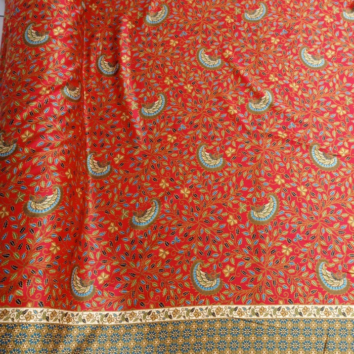 kain bahan batik silk semi sutra 1 meter - Merah