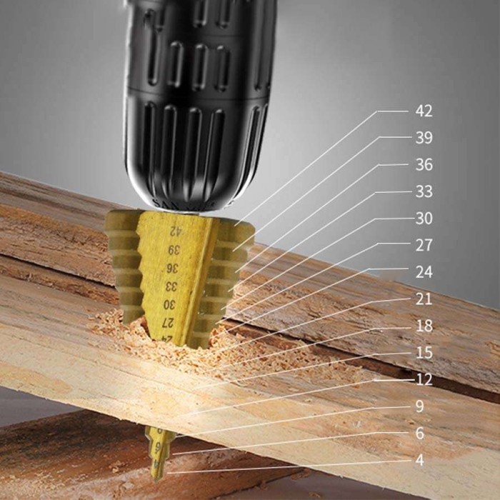 Mata Bor Pagoda 4-42mm / Titanium HSS Drill Besi Kerucut Cone Hole Saw