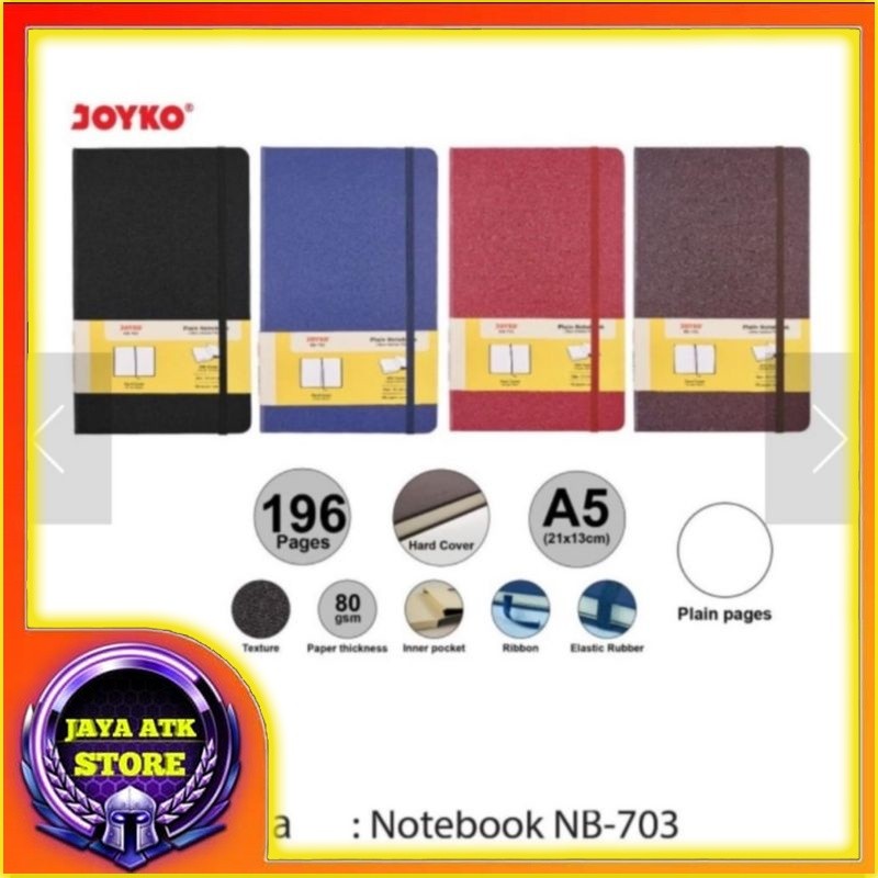 

Notebook A5 JOYKO NB-703 Plain Hardcover Pocket Diary Buku Catatan Polos 196 Hal 80 Gsm