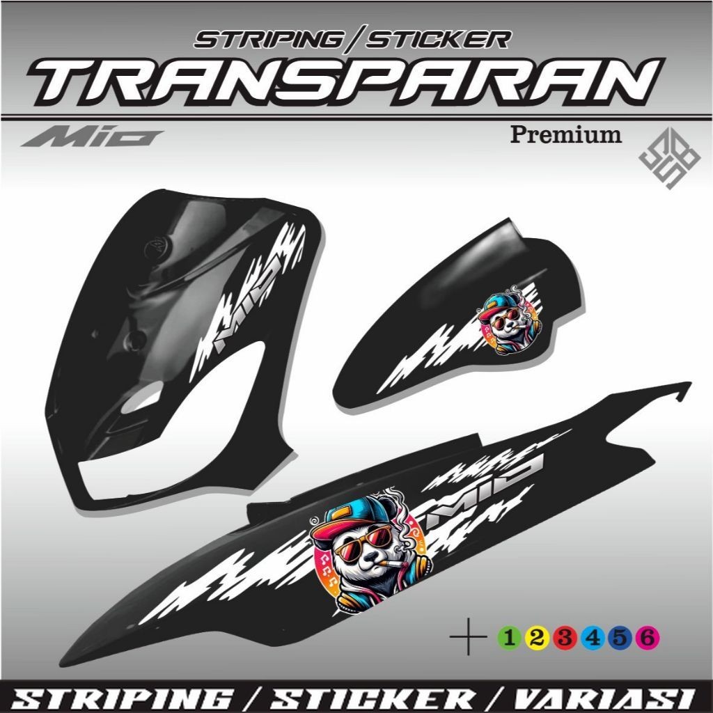 STRIPING TRANSPARAN MOTOR MIO OLD MOTIF PANDA STIKER LIS