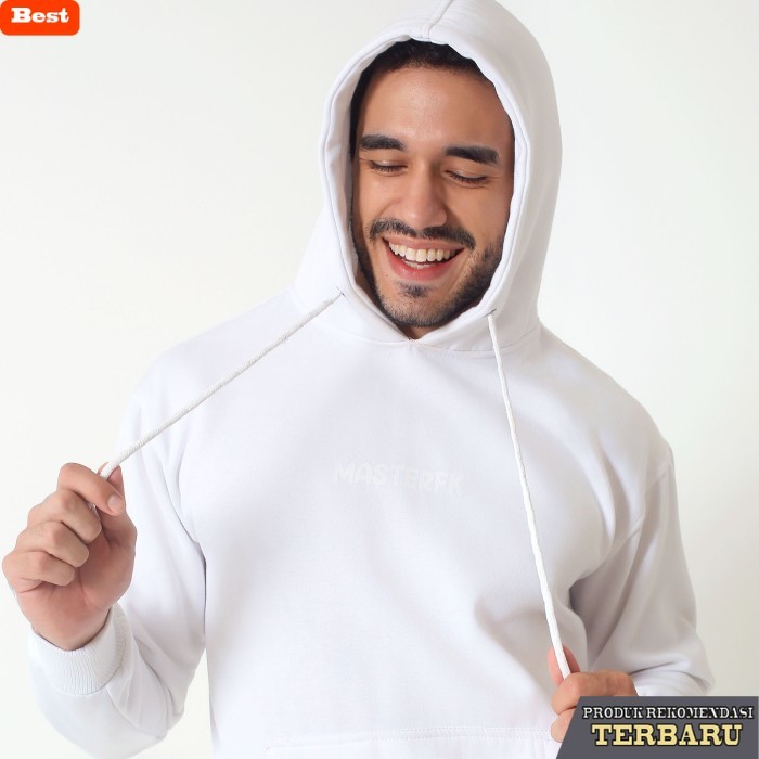 hoodie pria kekinian Jaket Sweater Hoodie Polos Pria dan Wanita PREMIUM UKURAN M L XL - Putih, M