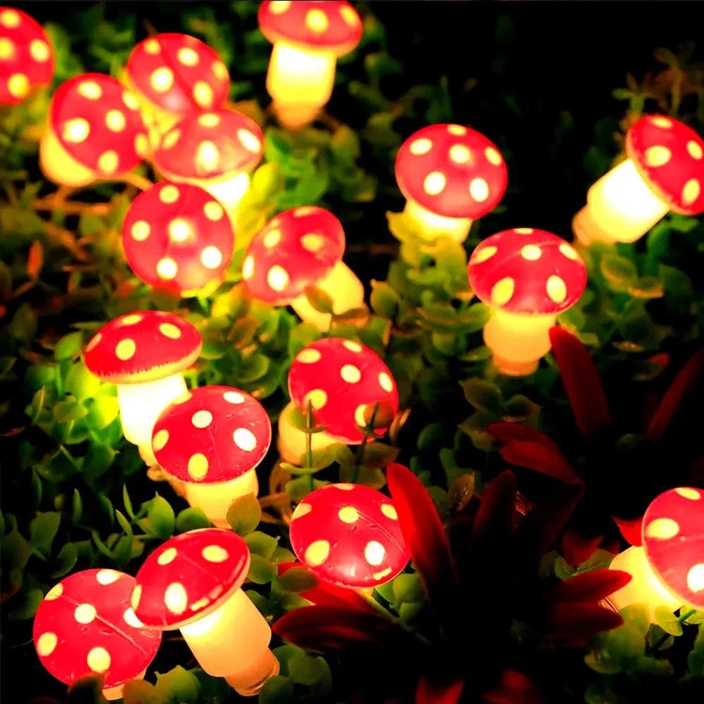 

10/20 Leds Mushroom LED Fairy Lights USB/Battery Operated String Light for New Year Christmas Party Gift Garland Pot Fairy Decor