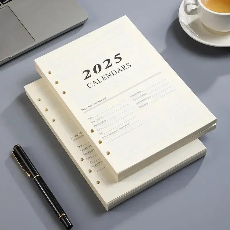 

2025 Loose Leaf Notebook Refills Journal Planner Notepad Inner Pages Kawaii Schedule Agenda Organizer Korean Stationery Office