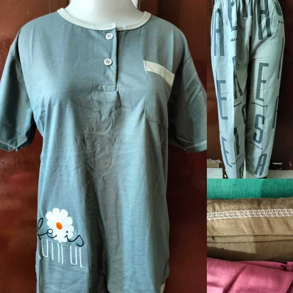 Babydoll CP AMRO Label MERAH-Baby Doll Lengan Pendek Celana Panjang-babydoll cp