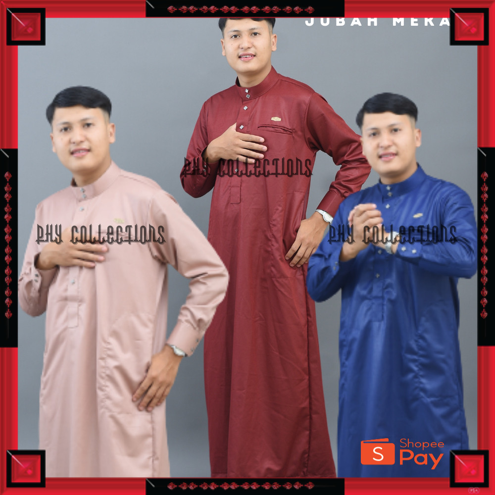 [PREMIUM ORIGINAL] Baju Jubah Gamis Pria Laki Laki Dewasa Cowok Remaja Model Haromain Motif Embos Le