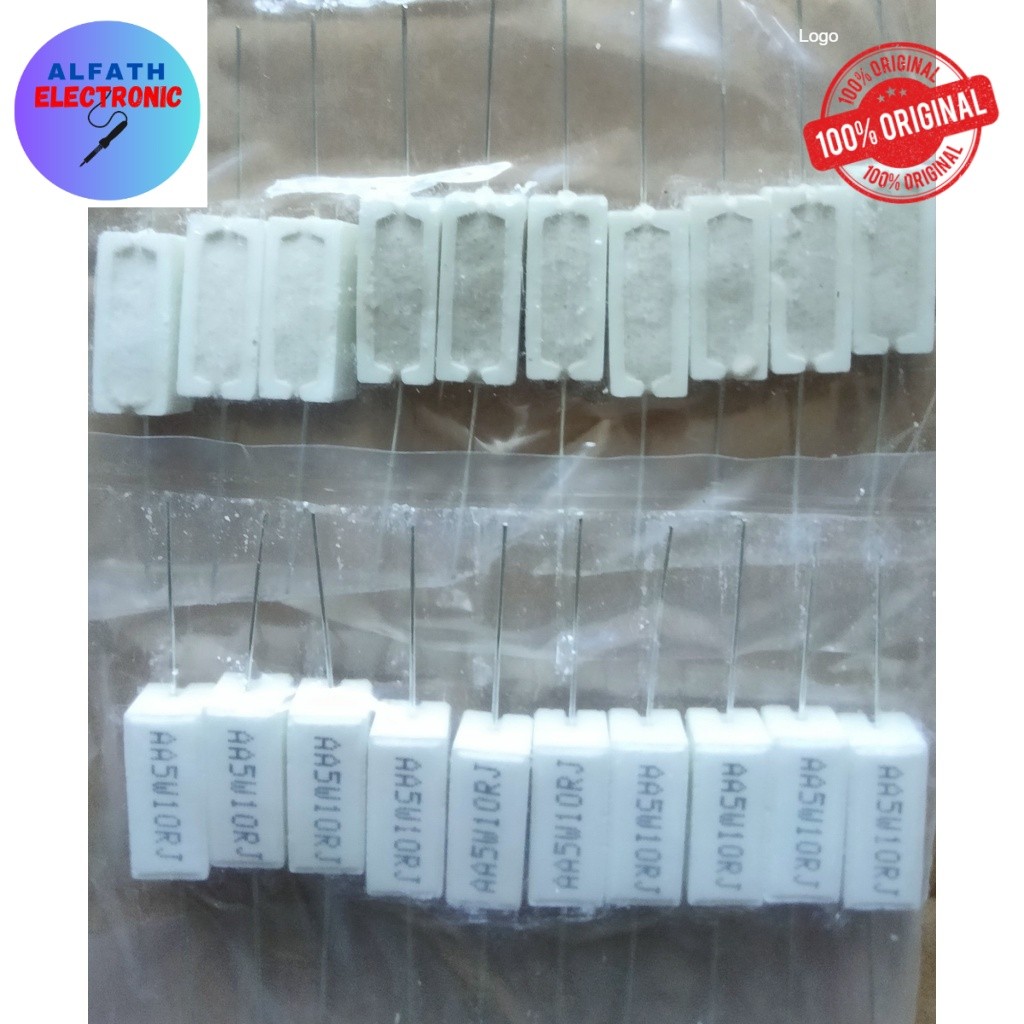 (10 PCS) RESISTOR KAPUR 10OHM 5WATT R KAPUR 10OHM 5W RESISTOR 10 OHM 5 WATT ORIGINAL KUALITAS BAGUS