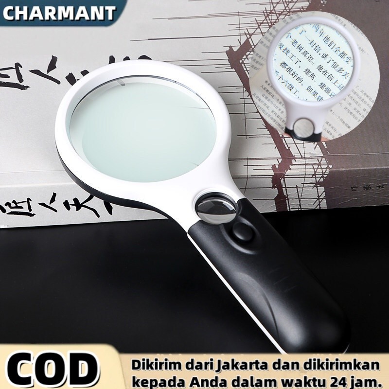 

4ds! [CHARMANT] Kaca pembesar 2 in 1 dengan 3 lampu pembesar cincin LED untuk membaca dan perhiasan