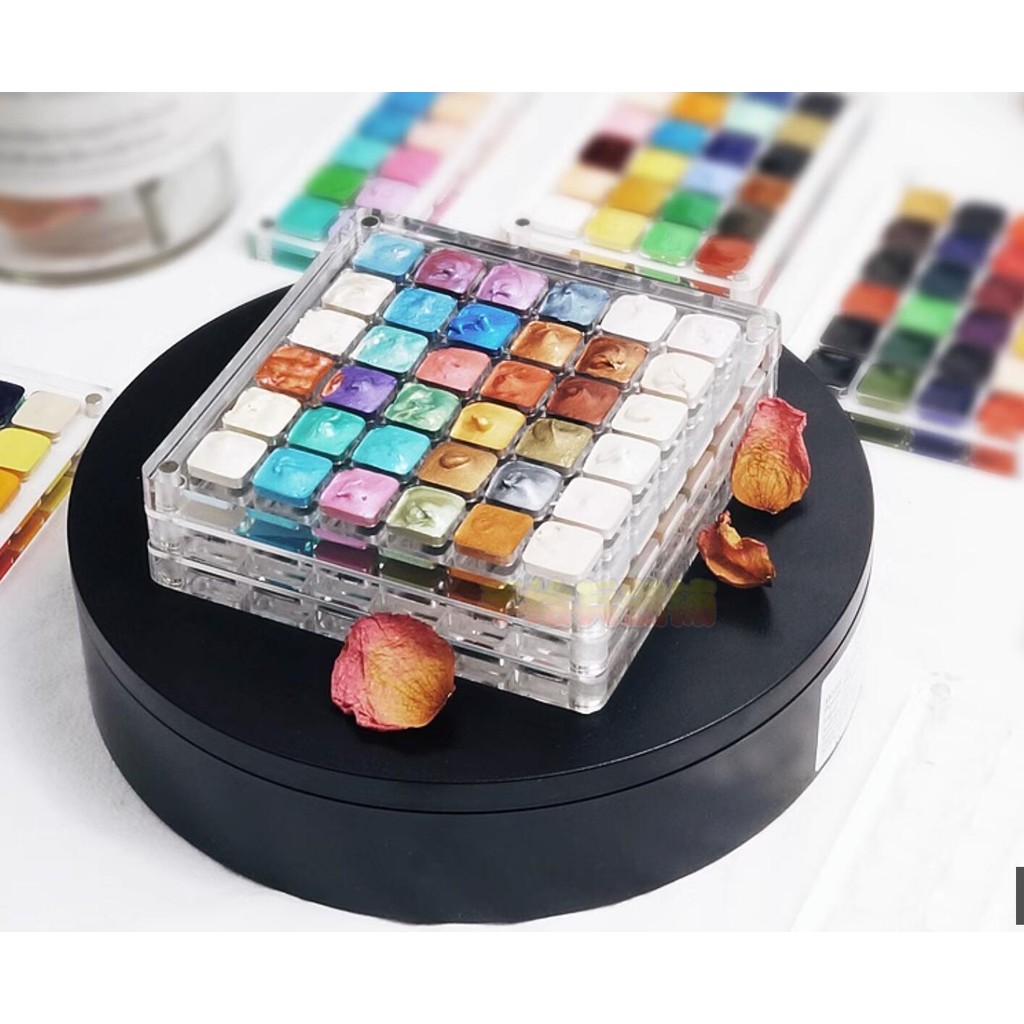 

Acrylic Watercolor Paint Empty Box 16/36 Grid Transparent Palette Dustproof Magnetic Suction Stackable Portable Box Art Supplies
