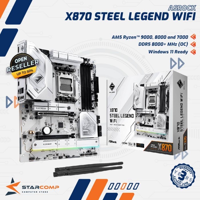 ASRock X870 Steel Legend WIFI AM5 AMD X870 DDR5 USB3.2 Type-C SATA3