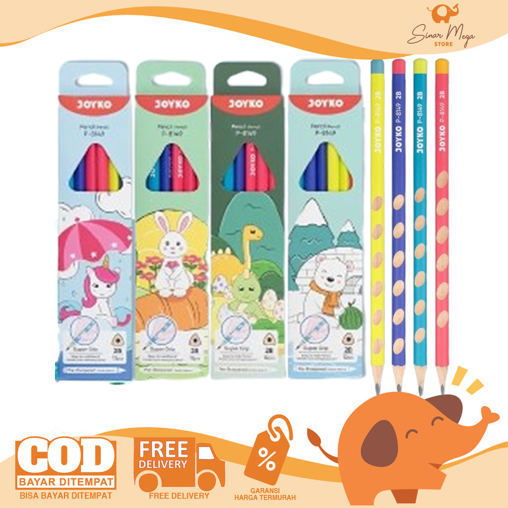 

JOYKO Triangle Pencil P-8149 2B DIJUAL LUSINAN - Pensil Super Grip Isi 12 Lucu Murah