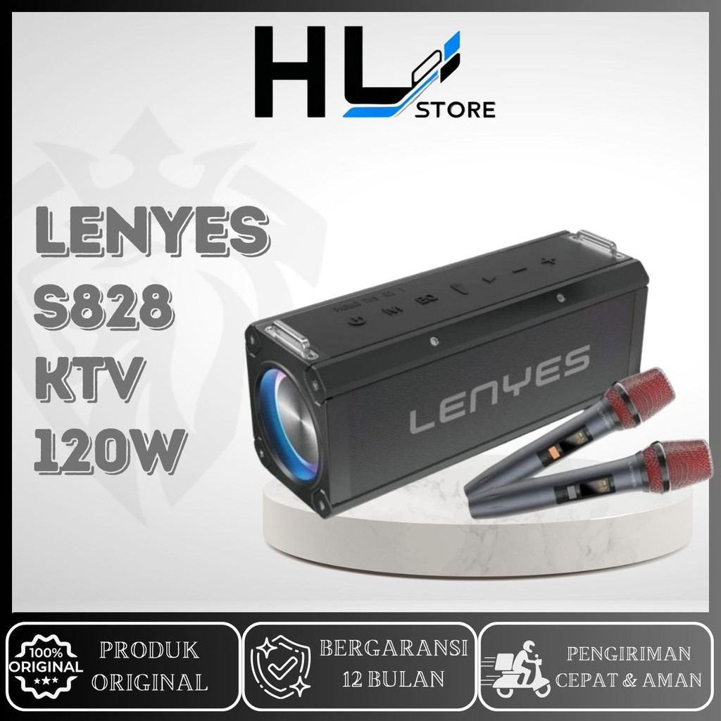 LENYES KTV S828 120W Wireless Speaker Portable + Microphone Karaoke Bluetooth 5.0 Heavy Bass TWS