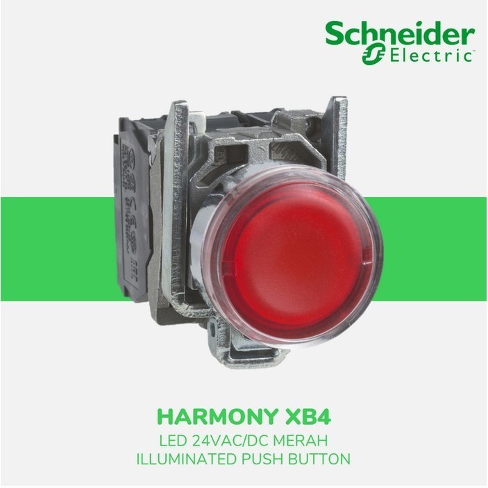 Schneider Electric XB4 illum PushButton LED 24VAC/DC Merah XB4BW34B5
