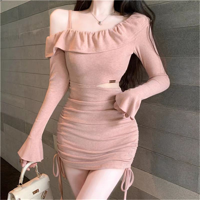 Emita bloom baju dress pesta wanita kekinian korean style lengan panjang lucu princess dress pink el