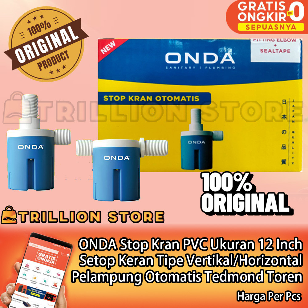 Onda Water Control Automatic Stopkeran Stopkran Otomatis 1/2 Inch Inci Inchi Bahan Pvc Pipa Penampun