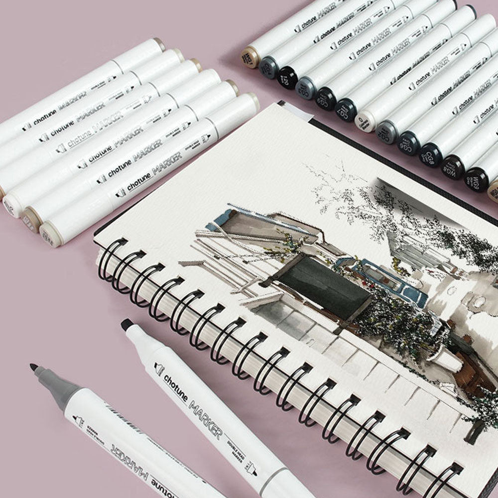 

THOTUNE 12 Colors Warm Grey Cool Grey Color Dual Head Marker Pen Alcohol Sketch Markers for School Art Painting Marker Supplies