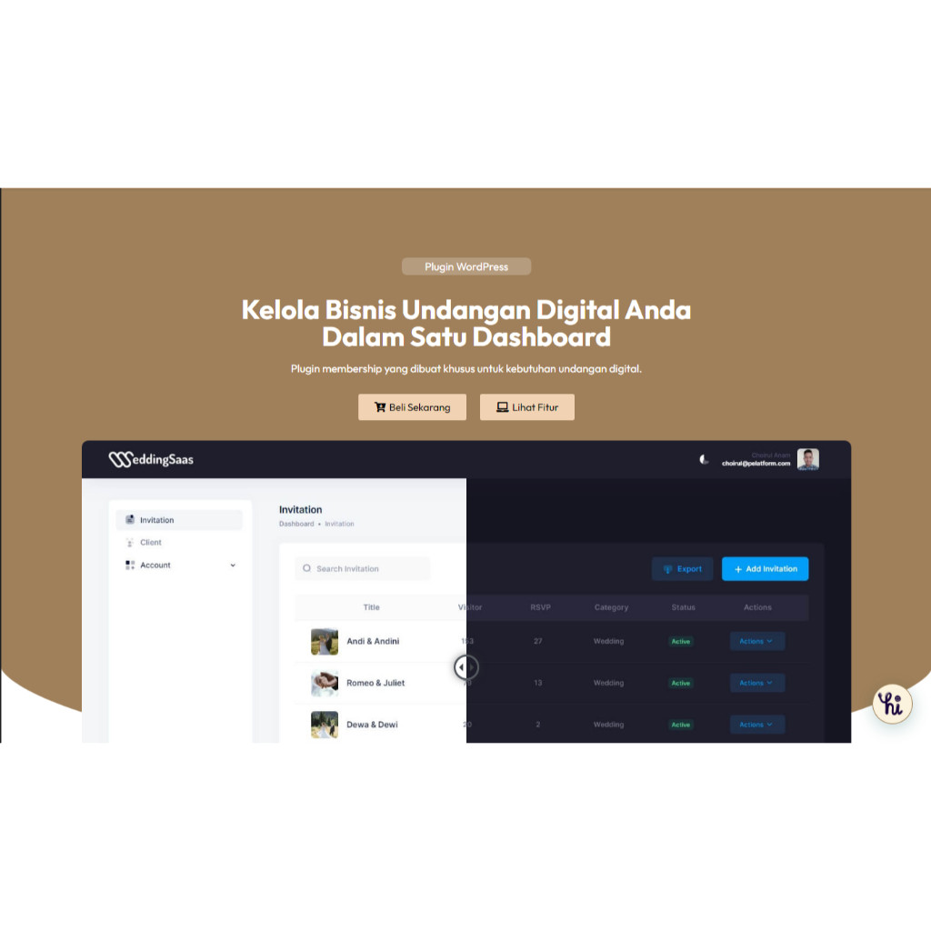 WeddingPress WeddingSAAS Pro (Termasuk Tutorial untuk Buat Website Reseller/SaaS)