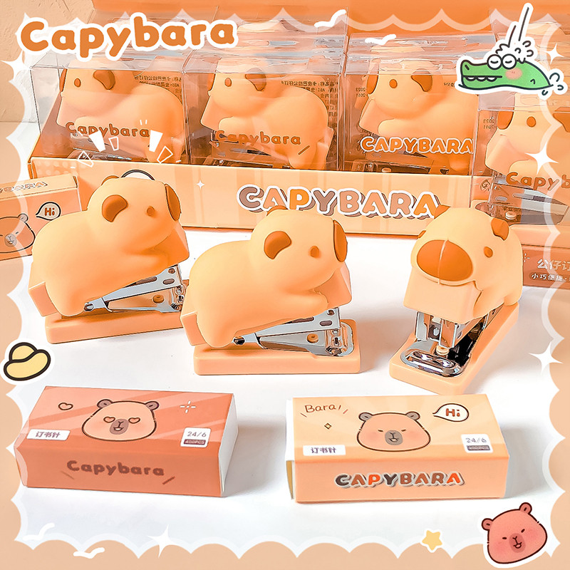 

school useful offices accessories binding supplies school supplies stationery Stapler cute capybara mini stapler Binding machine