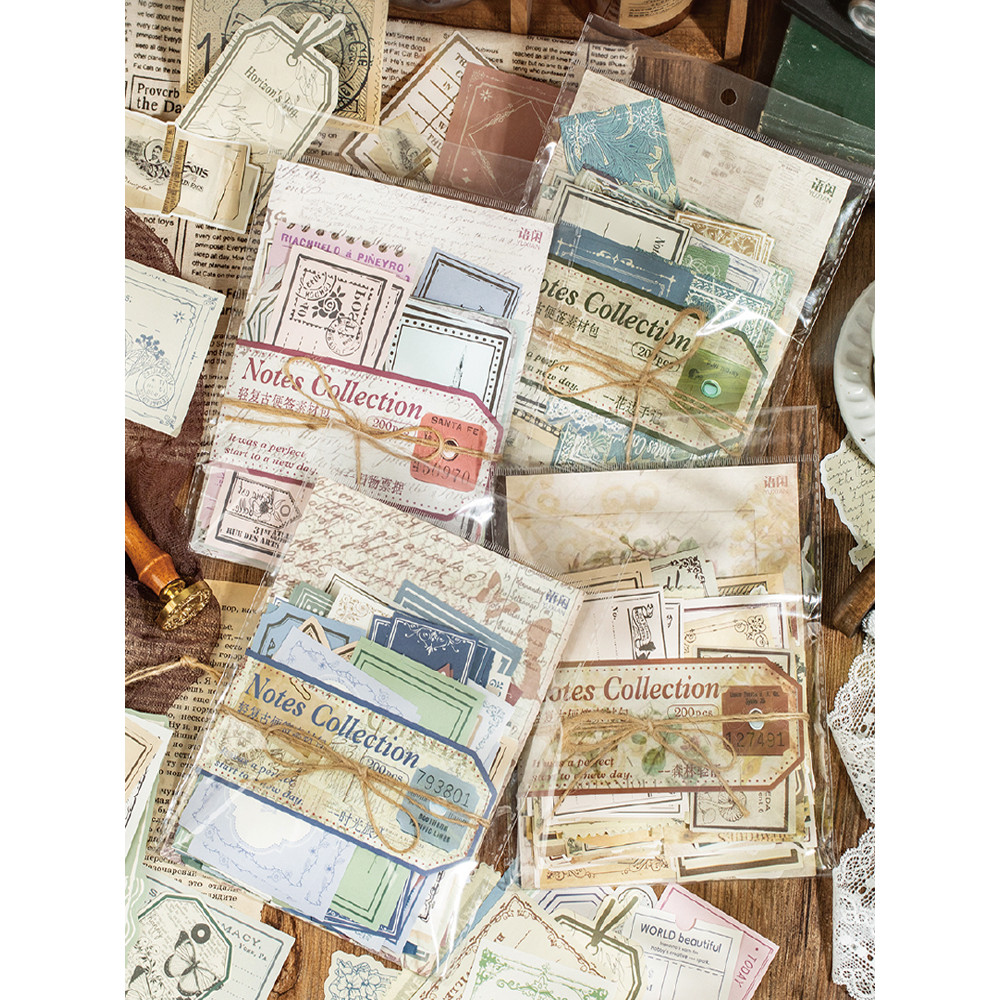 

Vintage Writing Paper 200 Sheets/Book - Memory Chapter Series, Labels & Border Patterns, Scrapbook Journal for Diary/Art/Craft
