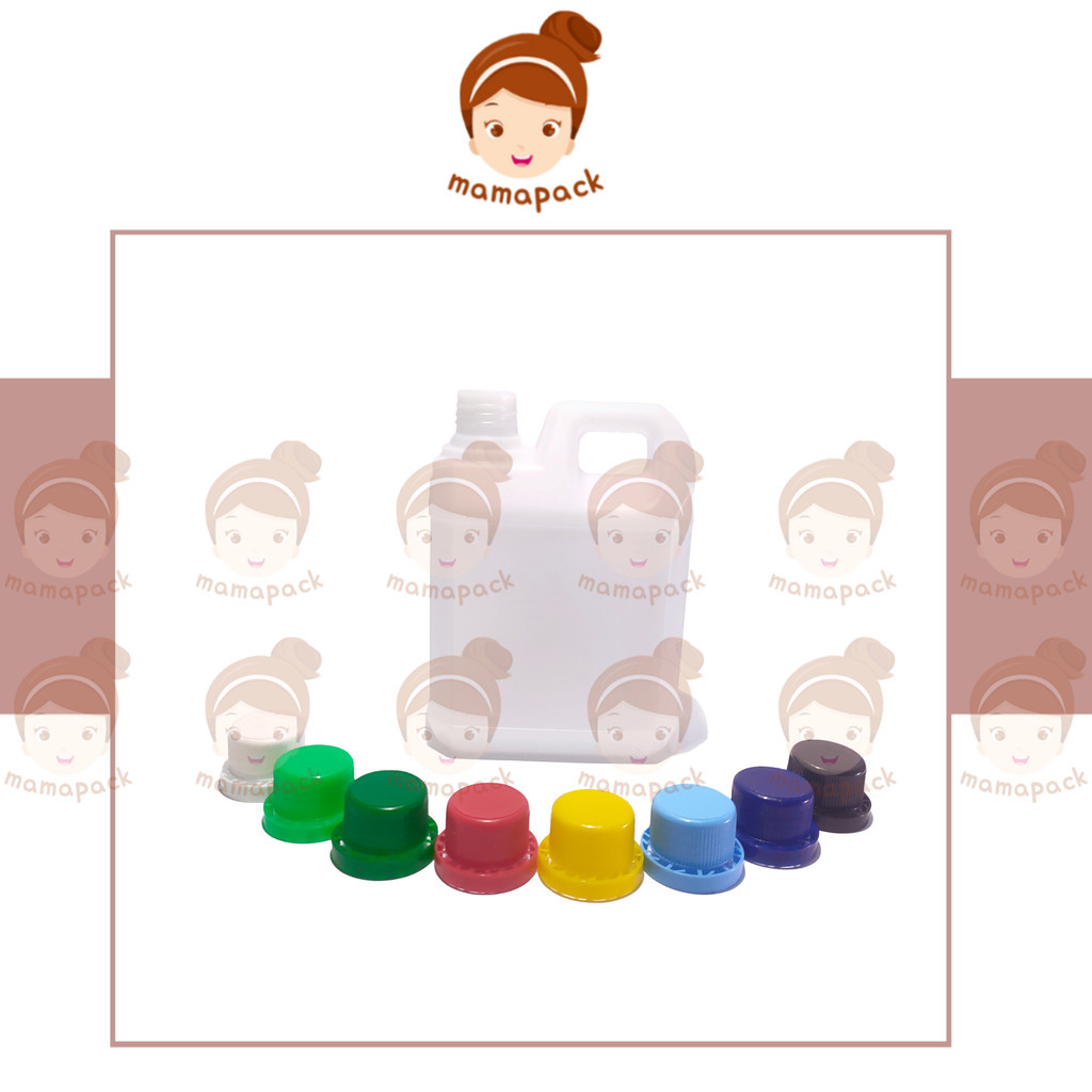 Jerigen 1 Liter Taiwan Segel HDPE Natural Mulut Besar – Pilihan Tutup Warna Warni (1 Set)