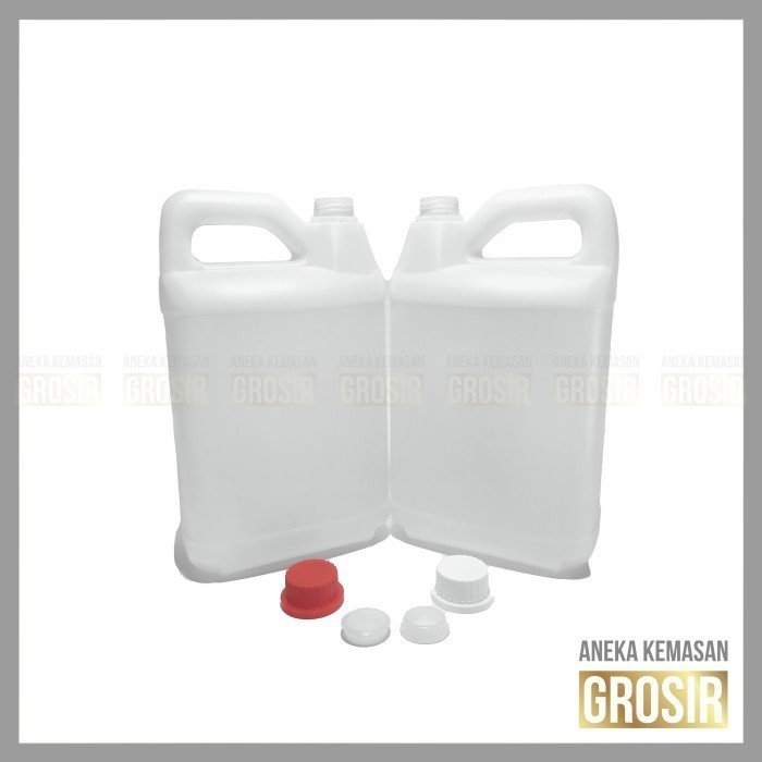Jerigen 5 Liter Segel SN HDPE Natural – Pilihan Tutup Putih atau Merah (1 Set)