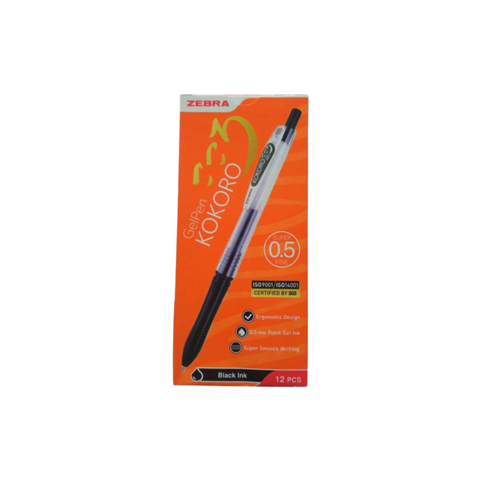 

Pulpen Gel Zebra Kokoro 0.5 mm Warna Warni - Lusin - KOKORO HITAM