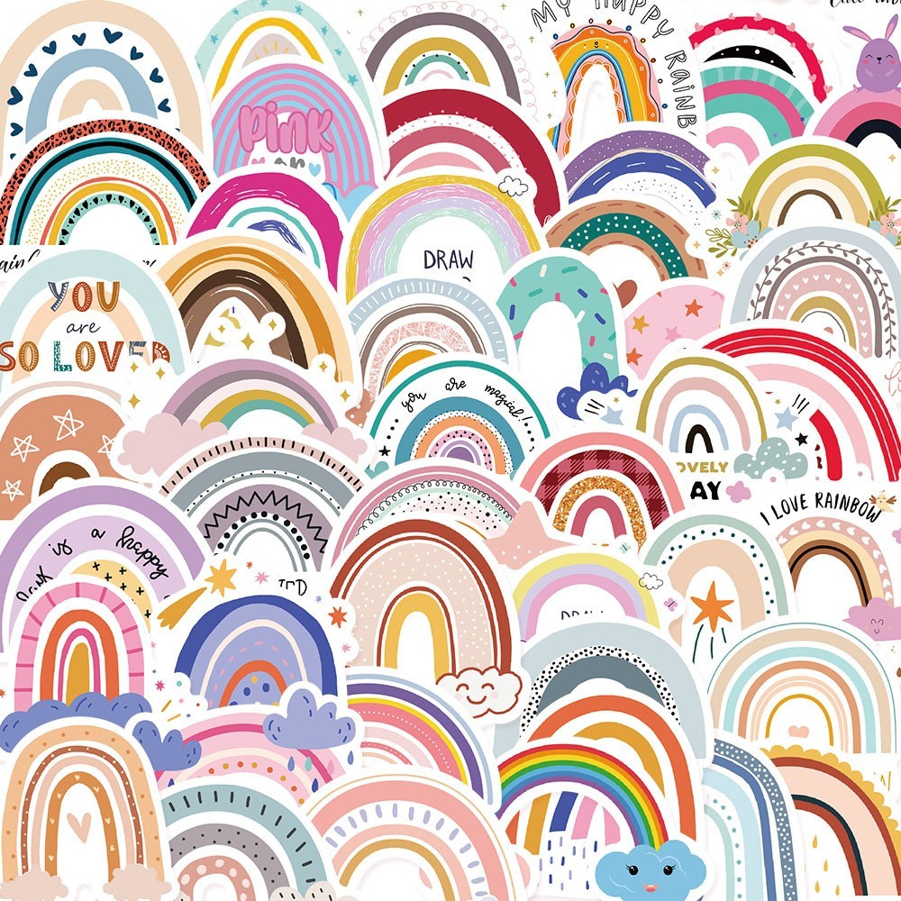 

60PCS Cartoon Rainbow Bridge Stickers for Girl Children Classic Toys DIY Laptop Fridge Phone Skateboard Bike Decals Sticker