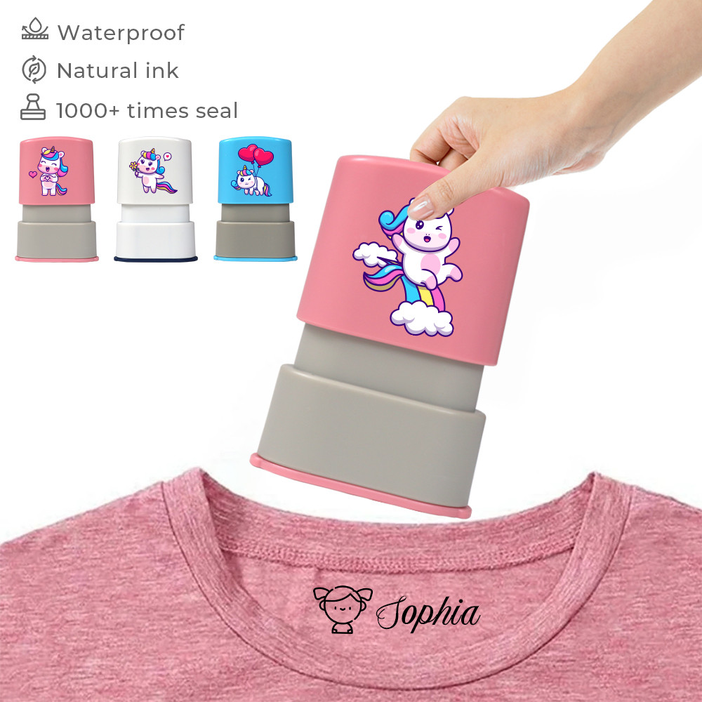

New Design Cartoon Cute Unicorn Children Diy Seal Personalized Name Seal Stamps For Clothes Daycare Kindergarten name sticker