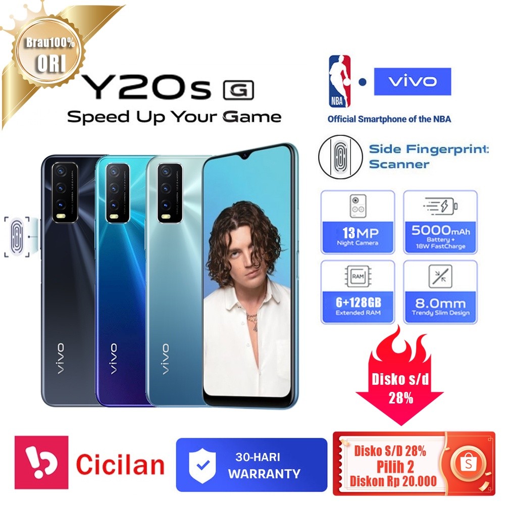 handphone vivo Y20s G ram8 256GB 6.5-inch hp smartphone 100% baru original