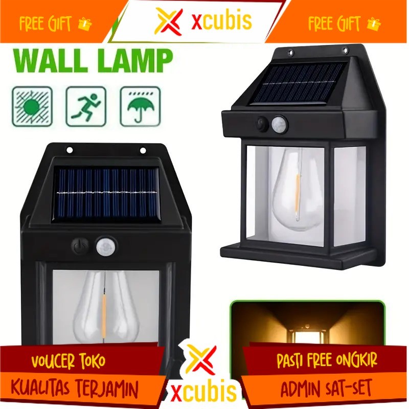 LAMPU TAMAN TENAGA SURYA MATAHARI OUTDOOR LED SENSOR CAHAYA /  LAMPU DINDING SOLAR INTERACTION WALL 