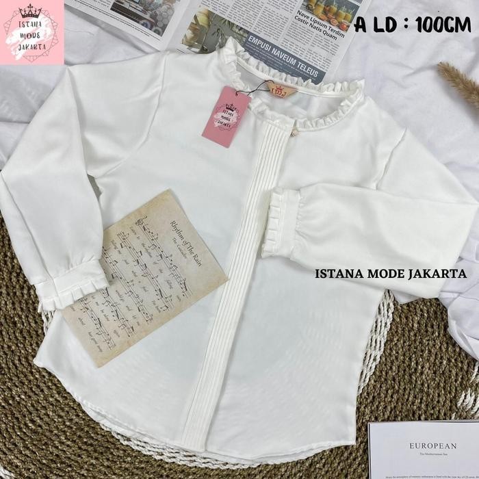 Imj Shakilla Lilac Blouse Premium Baju Atasan Wanita Lengan Panjang All Size Fit To XXL - PUTIH, A -