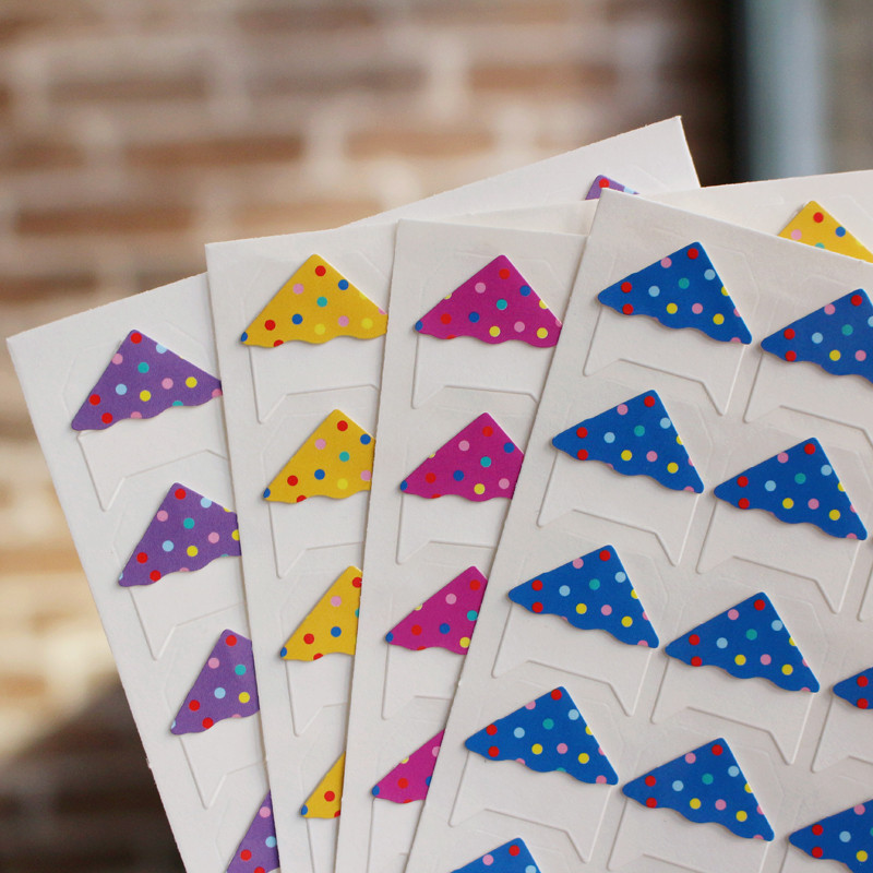 

96 Pcs/Lot 4 Sheets DIY Cute Colored Dots Corner Paper Stickers For Photo Album Scrapbooking Handwork Frame Albums Decoration
