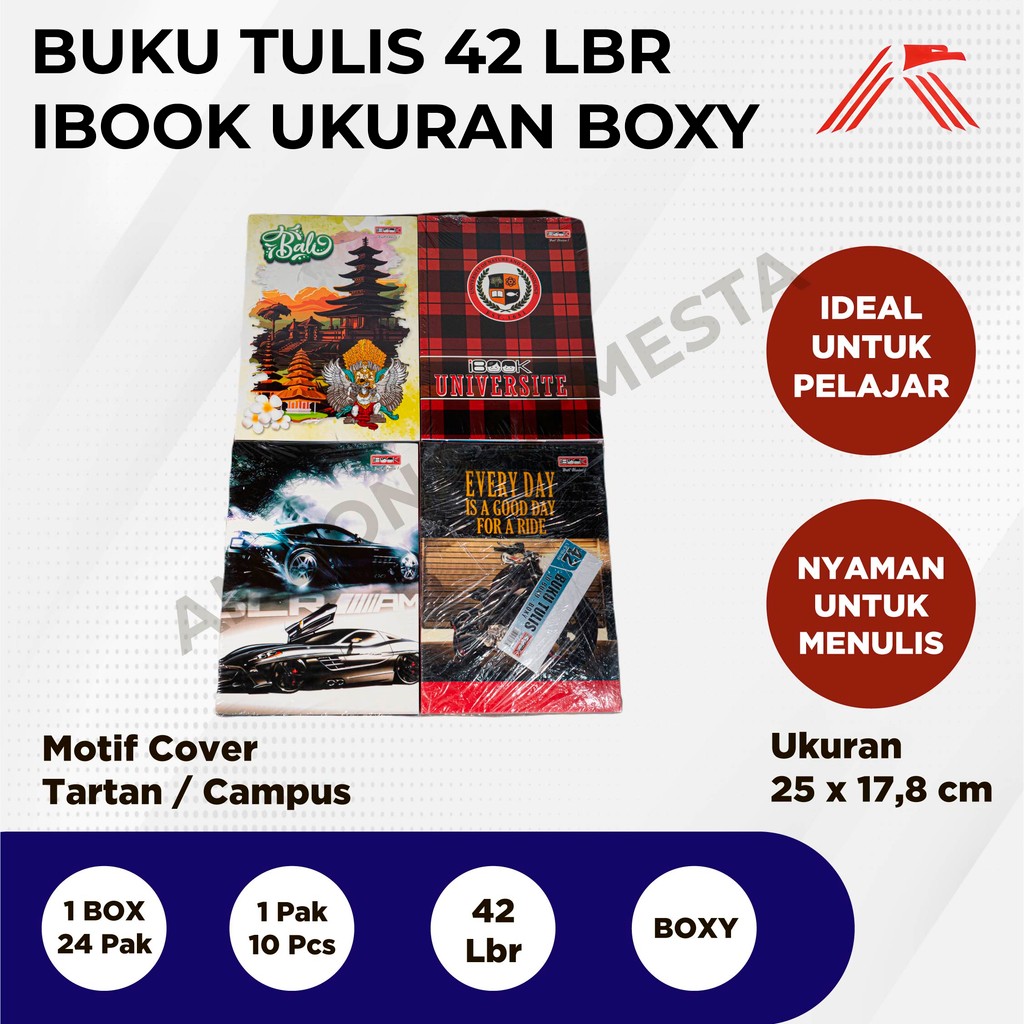 

Buku Tulis iBook isi 42Lbr Boxy @10 Pcs