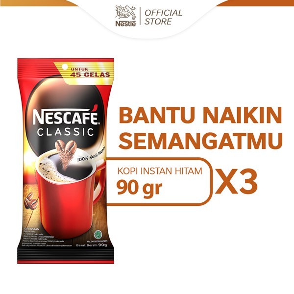 

NESCAFE CLASSIC Kopi Instan Bubuk Kopi Hitam Sachet Bag 90g x 3pcs