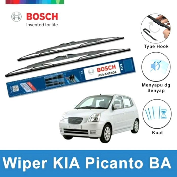 Wifer BOSCH Original KIA Picanto / Karet Wiper Kaca Depan Mobil 2pcs