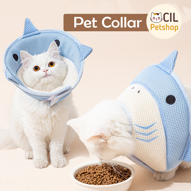 Pet Collar Protection Corong Pelindung Leher Kucing Anjing Lucu Motif Ikan Paus