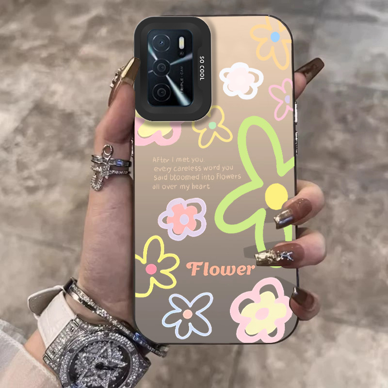 Nudesign Bunga berwarna Sesuai untuk phone case OPPO a16 aesthetic a18 premium a5s one piece a17 cas